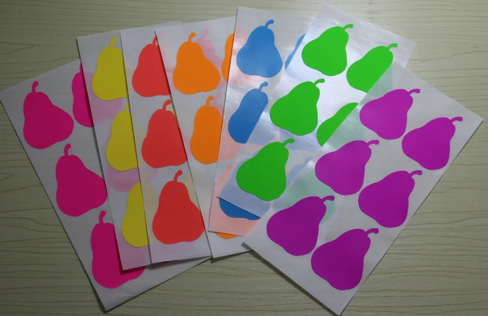 

5cm Mix neon colors pear sticker