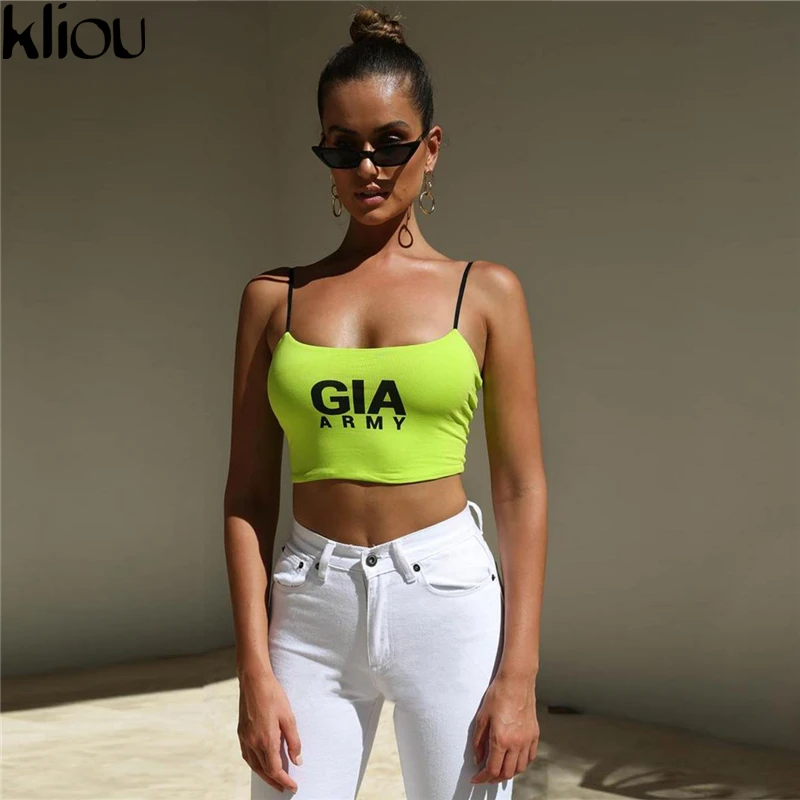 

Kliou 2018 Honey Letter Strap Tank TopsFemale Slip Crop Tops Letter Print Women Sleeveless Summer Vest Women Crop Tank Tops