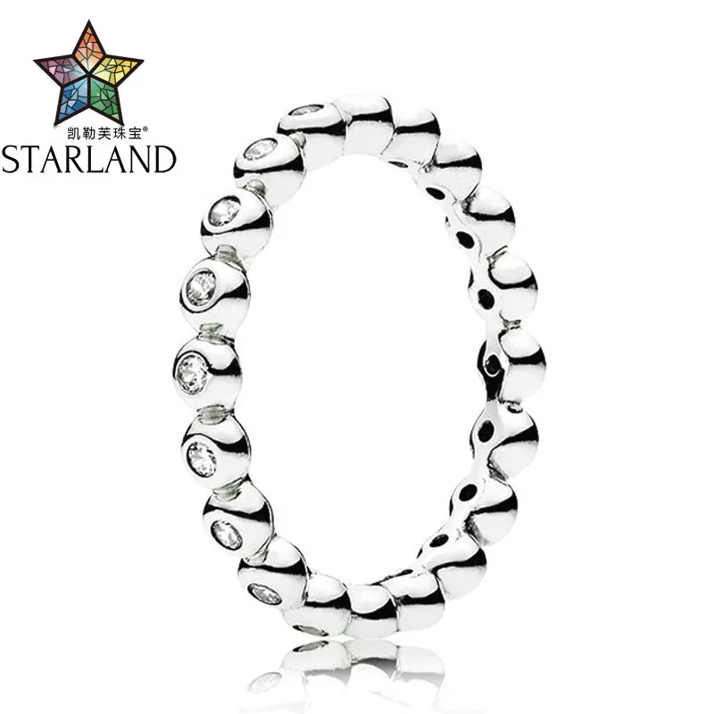 

Starland Fine Detail Original Solid 925 Sterling Silver Bezel Setting CZ Jewelry Women Wedding Promise Engagement Round Ring