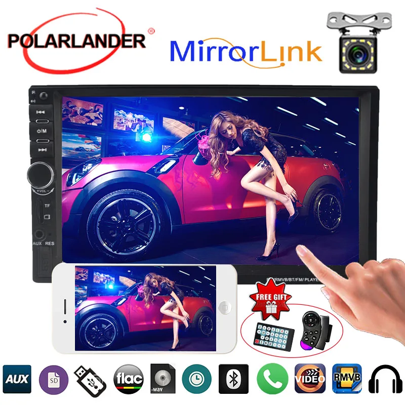 Магнитола с 7-дюймовым дисплеем bluetooth поддержкой камеры заднего вида USB/TF/FM/Aux