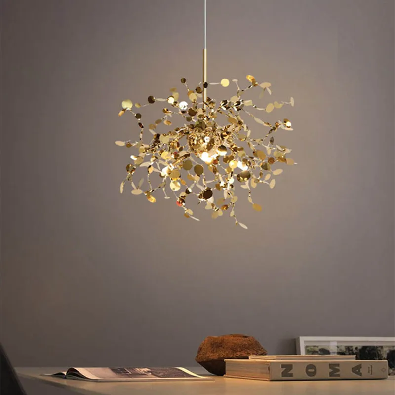 Модный дизайнерский подвесной светильник Terzani Argent, креативный светильник из нержавеющей стали в виде листа, для Холла отеля, художественная галерея, декоративный светильник, светильники