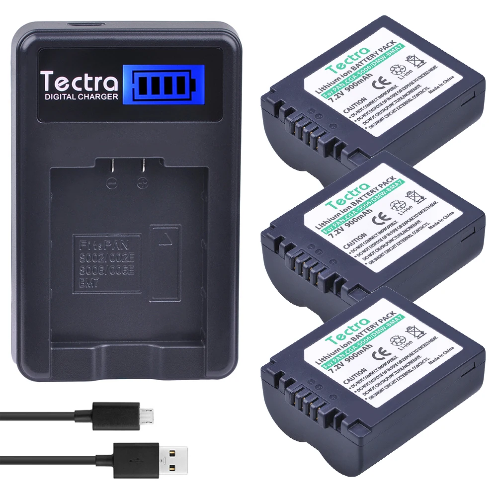 3 x CGA-S006 S006 S006A DMW-BMA7 DMW BMA7 батарея + ЖК-зарядное устройство USB для Panasonic DMC FZ7 FZ8 FZ18 FZ28 FZ30