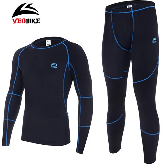 

VEOBIKE Men's Thermal Base Layer Underwear Long Johns Cycling Long Sleeve Jersey Tights Pants Winter Outdoor Sports Clothing Set