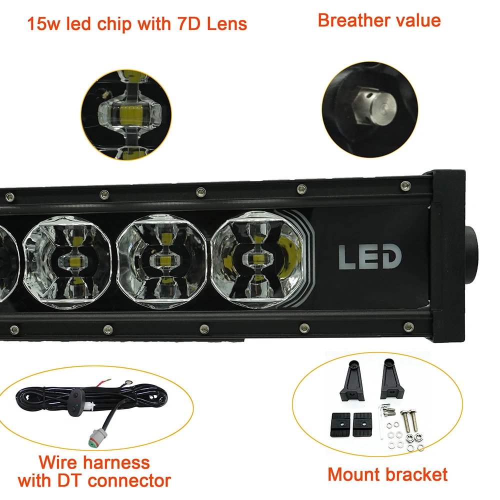single row rgb led light bar 22inch 20inch led work light bar 72w led driving light headlight headlamp fog foglight heavy duty truck off road vehicles tractor hook machine atv utv pickup 4x4 4wd auxliary  (2)