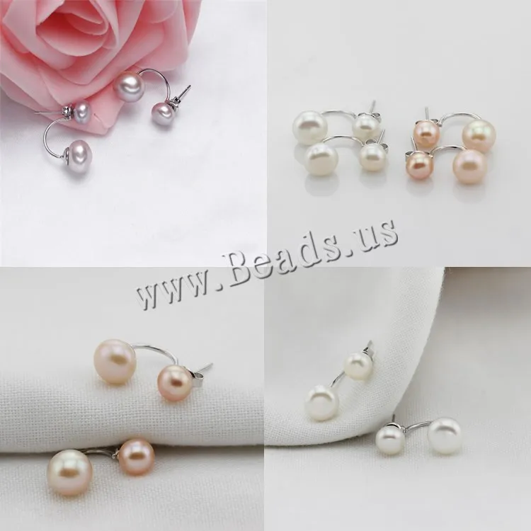 

Gaga natural fershwater pearl earring 2015 cultured genuine real 925 sterling silver Pearl Stud Pearl earrings for Women
