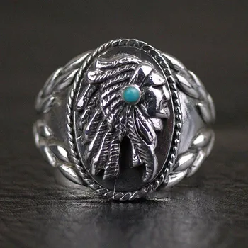 

Thailand imported, 925 sterling silver Indian chief avatar ring free shipping
