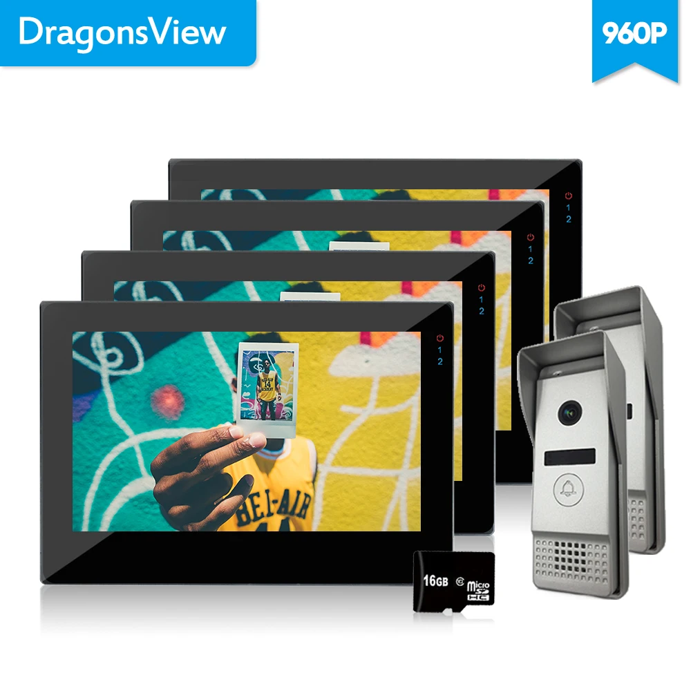

DragonsView 960P HD Resolution Wired Video Door Phone Visual Video Intercom 110 Degree View Angle 7" Speakerphone Weatherproof