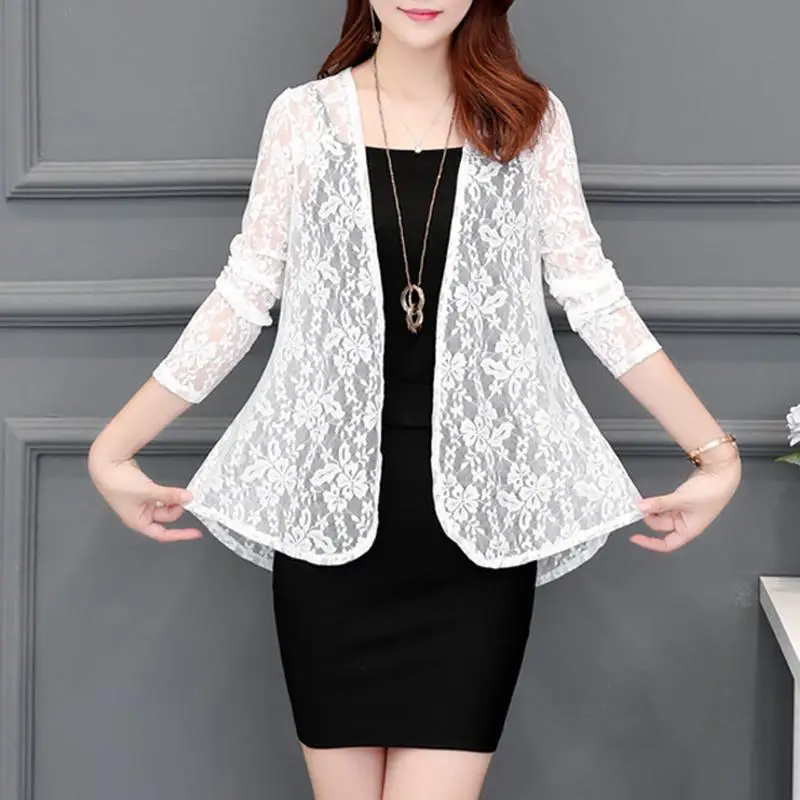 

Women Summer Cardigan Sun Blouse Shirt 2018 Boho Beach Lace Long Chiffon Cover Ups Sunscreen Sunproof Outwear Long Sleeve