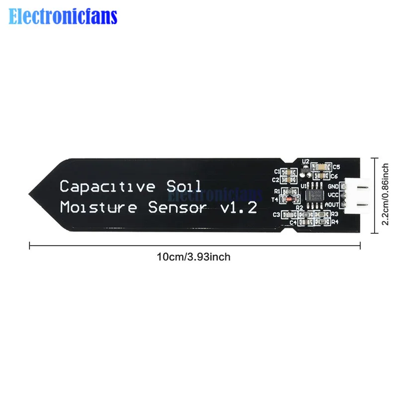 Аналоговый емкостный влажности почвы Сенсор V1.2 3,3~ 5,5 V коррозионно-стойкие с гравитационным 3-контактный Интерфейс для Arduino Raspberry