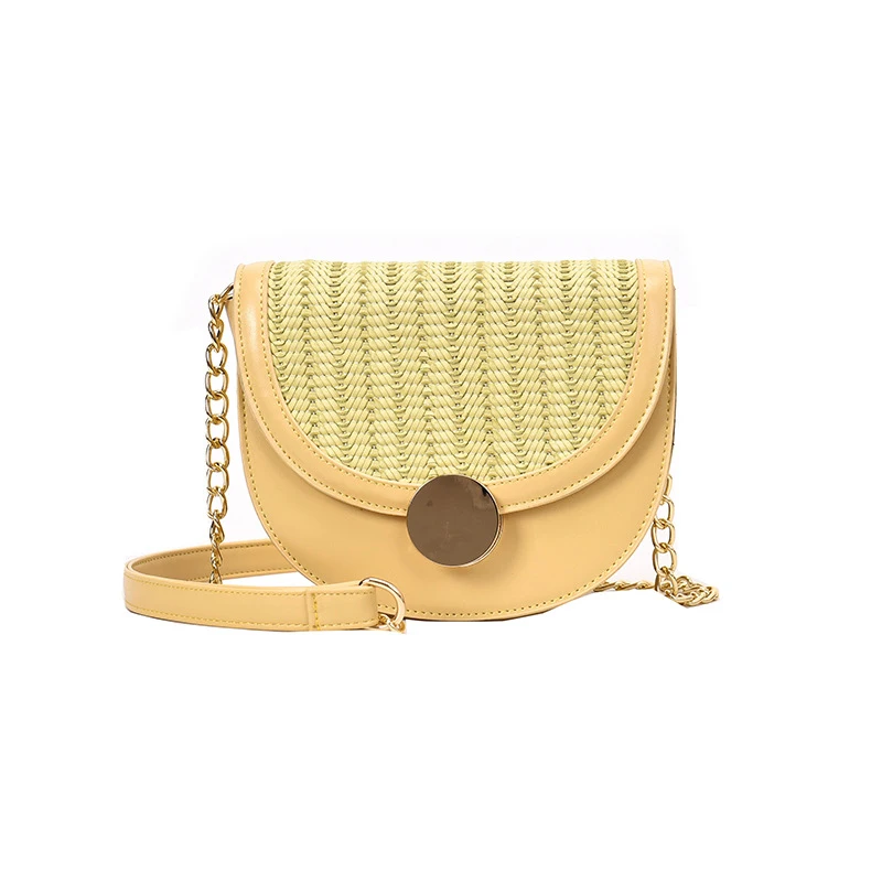 

Solid Color Small Fresh Bag Female Korean Version of The Wild Shoulder Bag Ocean Chain Fashion Oblique Saddle Bag 2019 New
