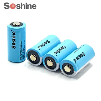 

Soshine 4pcs IFR CR123 3.2V 500mAh LiFePO4 Rechargable Battery With Battery Box Holder