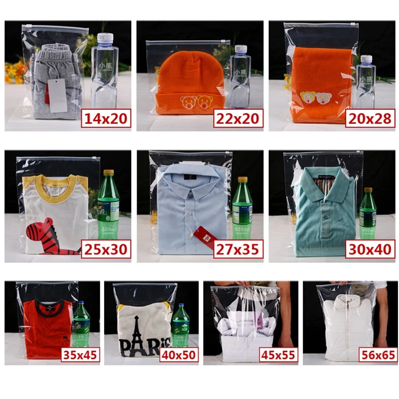 Reclosable clear plastic underwear storage bag for travel clothes packag transparent ziplock poly packaging by slider 50pcs/lot 3