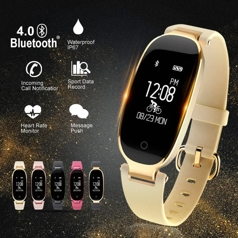 

S3 Bluetooth Waterproof Smart Watch Fashion Ladies Fitness Tracker Heart Rate Smartwatch for xiaomi PK mi band 3 nfc mi band 3