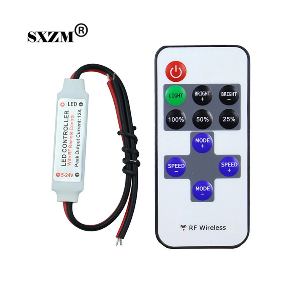 

Wirelss led dimmer DC5-24V led 11key RF remote control portable brightness adjust dimmer for single color led strip single color