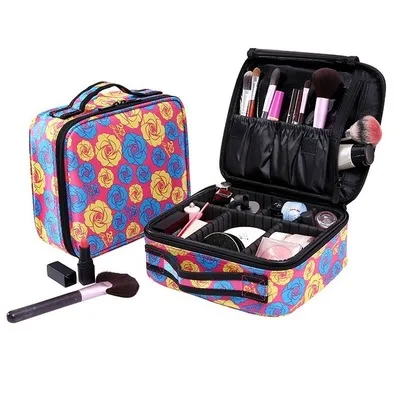 Женская Профессиональная портативная маленькая косметичка для путешествий, органайзер, сумка для хранения косметики, чемодан, чехлы для маникюра; bolsos maquillaje - Цвет: Pink Rose A