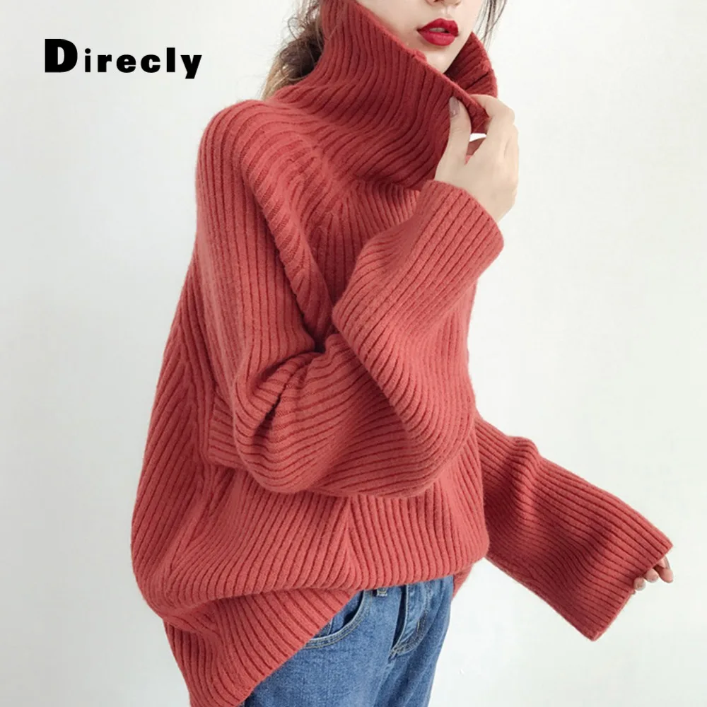 

Direcly2018 new candy color turtleneck sweater female autumn and winter wear loose lazy small fresh pullover sweater female