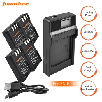 

4X EN-EL9 EN EL9 ENEL9 Rechargeable Camera Battery+Battery LCD Charger for Nikon EN-EL9a D40 D60 D40X D5000 D3000 E1007N L20