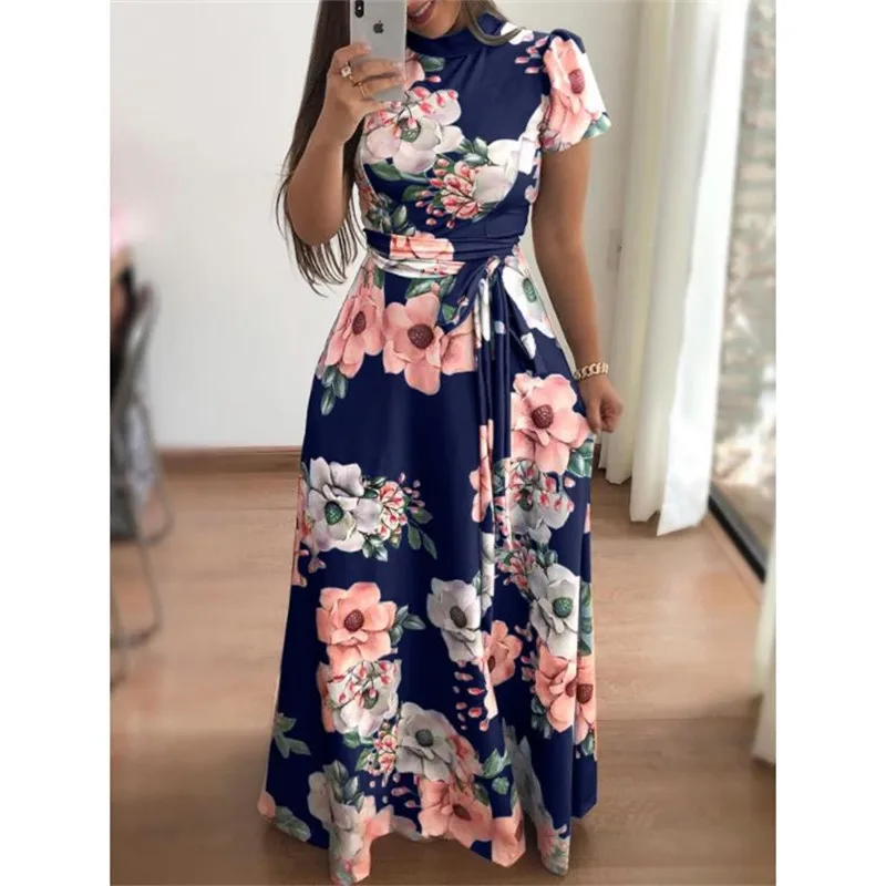 

Plus Size 2018 Women Summer Sexy Print Beach Dresses Fashion Elegant Party Maxi Sundress