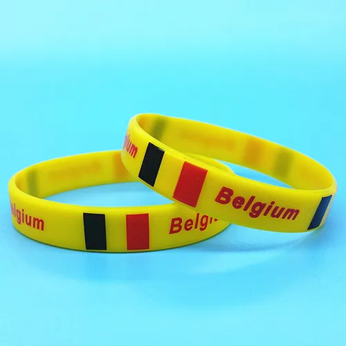 2 шт силиконовый логотип флага страны ID Браслет World Sports Fans браслет эластичные резиновые браслеты игры болельщик подарки браслеты - Окраска металла: Belgium