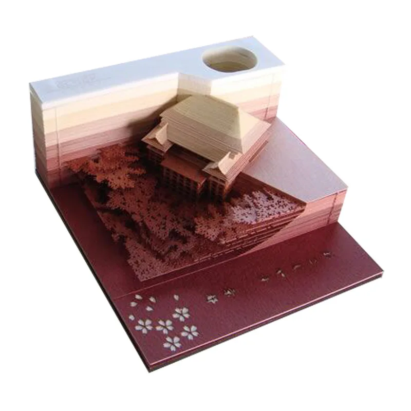 Креативная модель здания 3D Липкие заметки любовные открытки магнит на холодильник подарок на праздник - Цвет: розовато-Серый