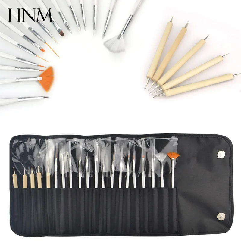 

HNM 20pcs/set Nail Brush Pens Nail tools Art Design Painting Tool Pen Nail Brush Gel Set Professional Nail Uv Gel Brush