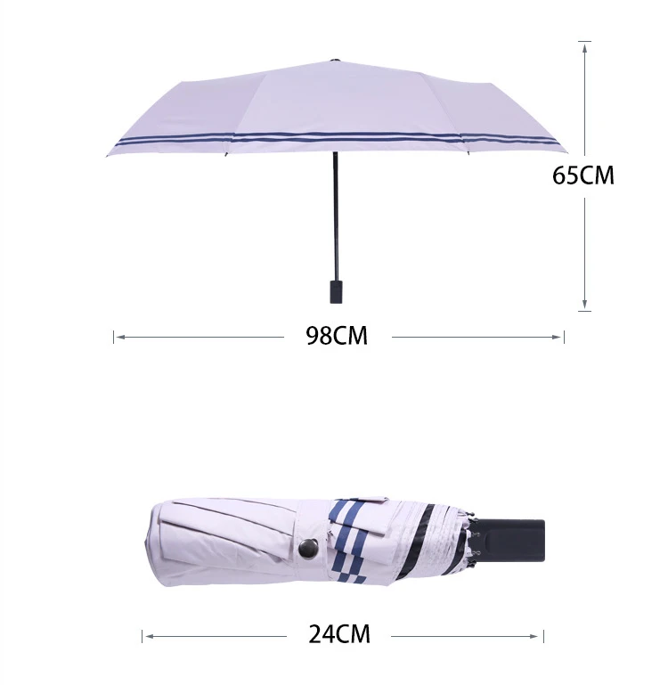 YADA Fashion Navy Stripe Pattern Umbrella Folding Rainy Automatic Umbrellas For Women Men UV Lovely Cute Stripe Umbrella YD130