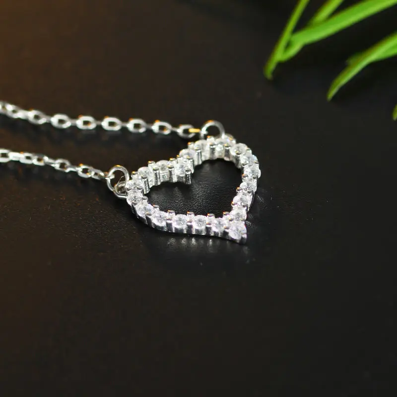 

DAIMI Sweet Heart Pendant Necklace Real 925 Sterling Silver Cubic Zirconia Necklace For Gift