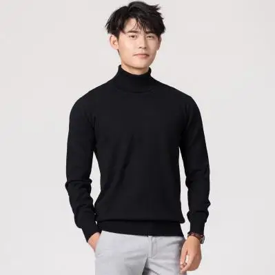 Cashmere A Collo Alto del Maglione Degli Uomini di Autunno Inverno Collo alto A Manica Lunga Colori Solidi Pullover Classico Maglione casual Uomo Copre il trasporto libero 5