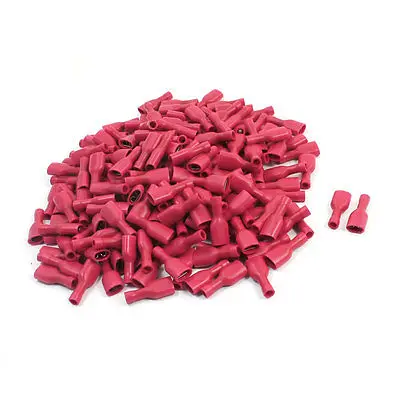 

200 x Red Plastic Coated Spade Crimp Connector Insulated Terminal 22-16AWG