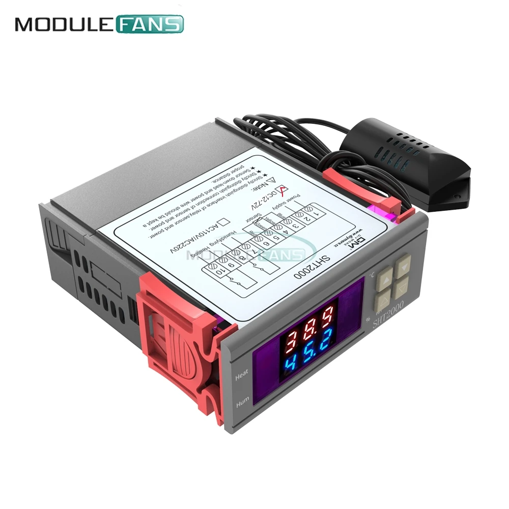 

DC 12V-72V 10A SHT2000 Digital Humidity Temperature Controller Thermostat Humidistat Therometer Hygrometer fridge Water Heater