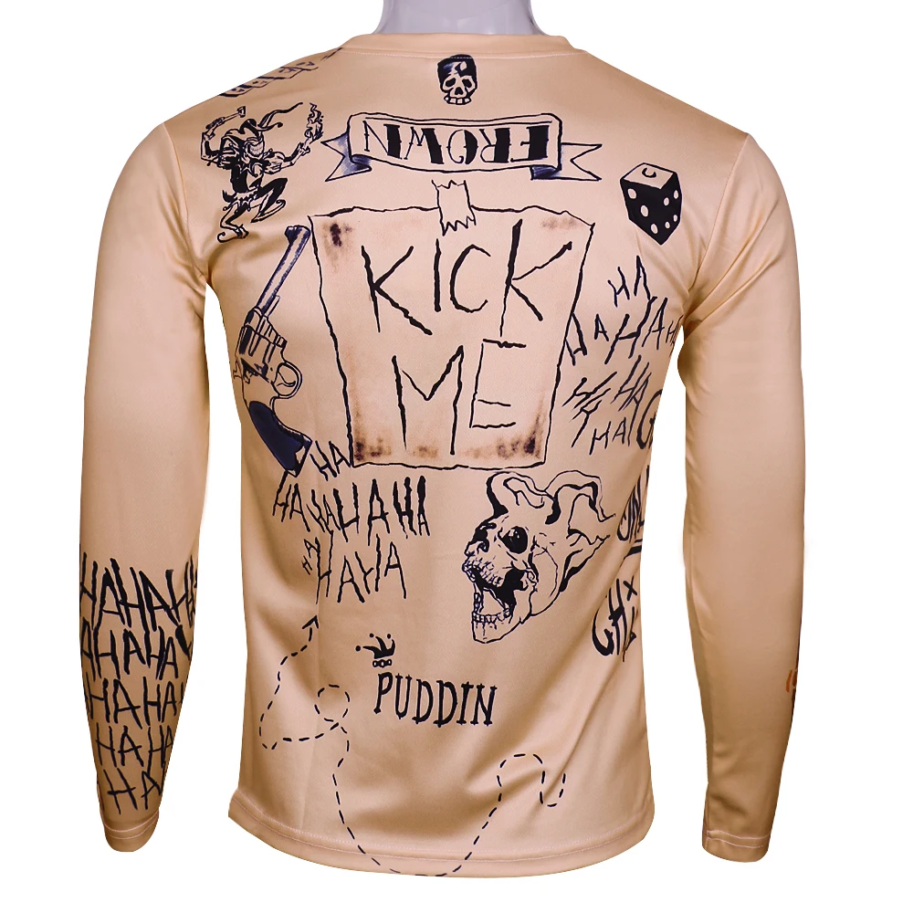 Suicide Squad Men's Compression T-Shirt Harley Quinn Joker Deadshot Raglan 3D Printed Long Sleeve Tops Tee Halloween Party Prop (12)