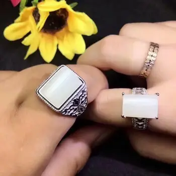 

Couple Rings Set Natural Hetian Jade Lover's Ring Free shipping Finger ring Natural real l Hetian Jade Ja 925 sterling silver