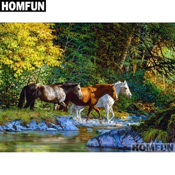 

HOMFUN Full Square/Round Drill 5D DIY Diamond Painting "Forest horse" Embroidery Cross Stitch 5D Home Decor Gift A01232