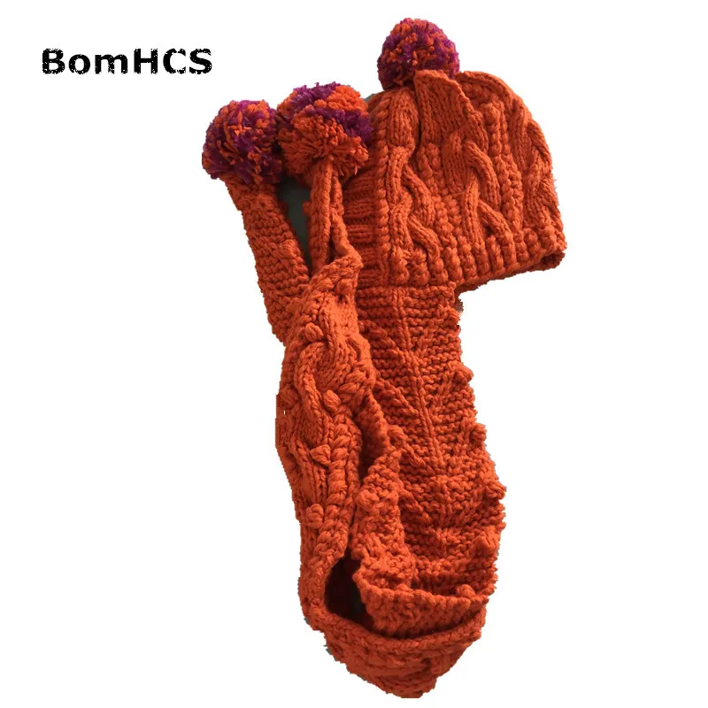 BomHCS Милая шапочка с кошачьими ушками с шарфом+ перчатки(комплект из 2 предметов) зимняя теплая вязаная шапочка ручной работы шейный платок варежки