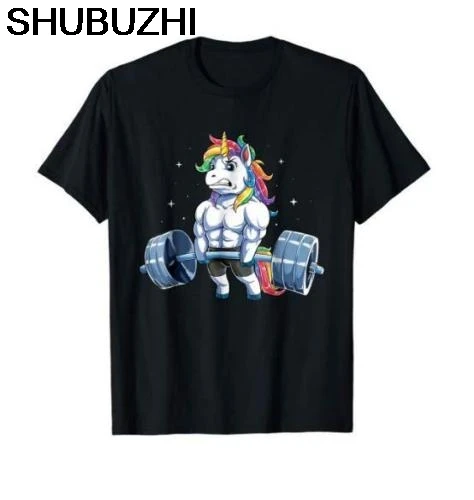 

Unicorn Weightlifting T-Shirt Fitness Gym Deadlift Rainbow us Men's trend Cartoon t shirt men Unisex New Fashion tshirt sbz6091