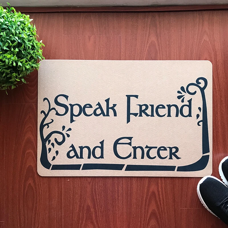 Quality Rectangular Mat with Humorous Speak Friend And Enter Message for Entryway - Ideal for Home Decoration and Outdoor Use image 3