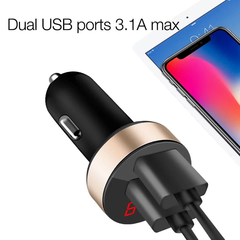 Tendway автомобильное usb-устройство для зарядки телефона цифровой светодиодный дисплей напряжения/тока держатель мобильного телефона портативный 3.1A Авто планшет USB Автомобильное зарядное устройство