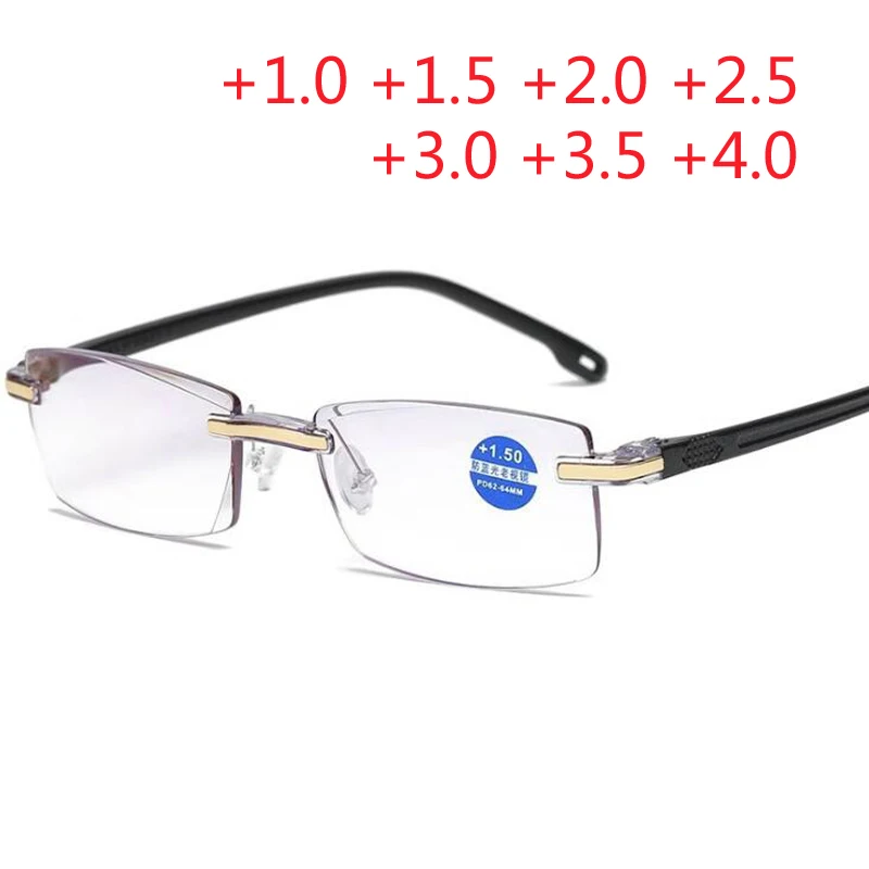 Titanium Computer Glasses Reading Eyeglasses Frameless Readers Blue Light Filter