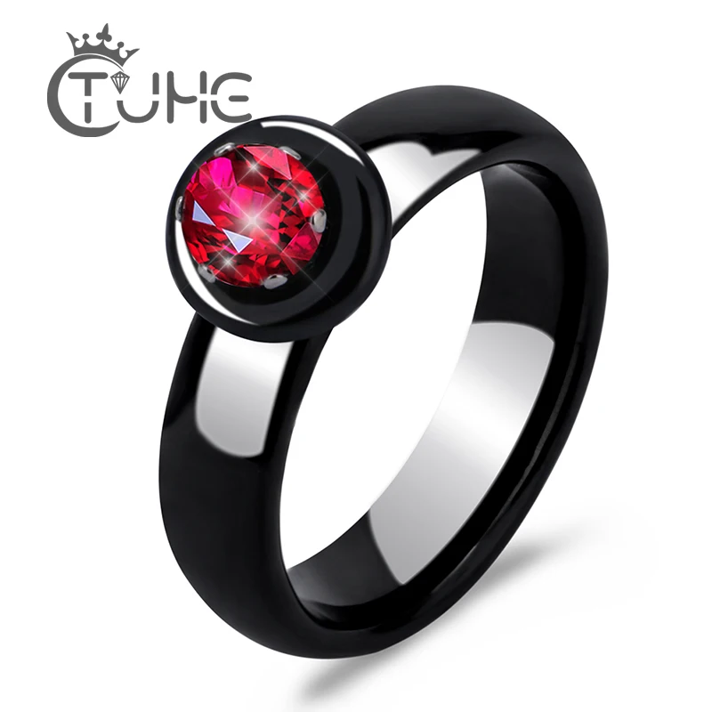 Женское керамическое кольцо с фианитом красное|wedding rings for women|wedding ringsrings women |