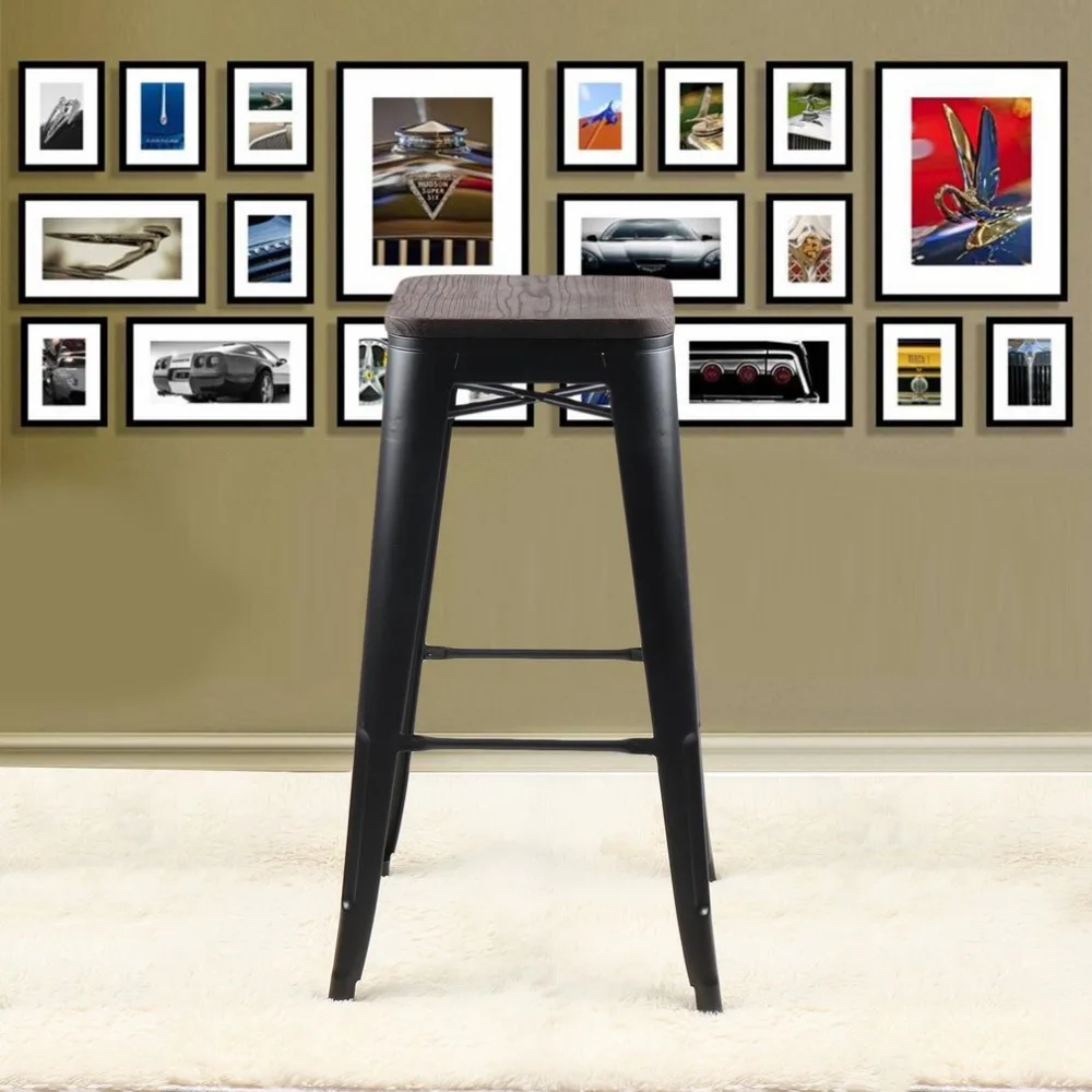 Newest 4pcs Comfortable Industrial Bar Versatile Stool Seat Breakfast Kitchen Bistro Cafe Classic Chair Home Furniture