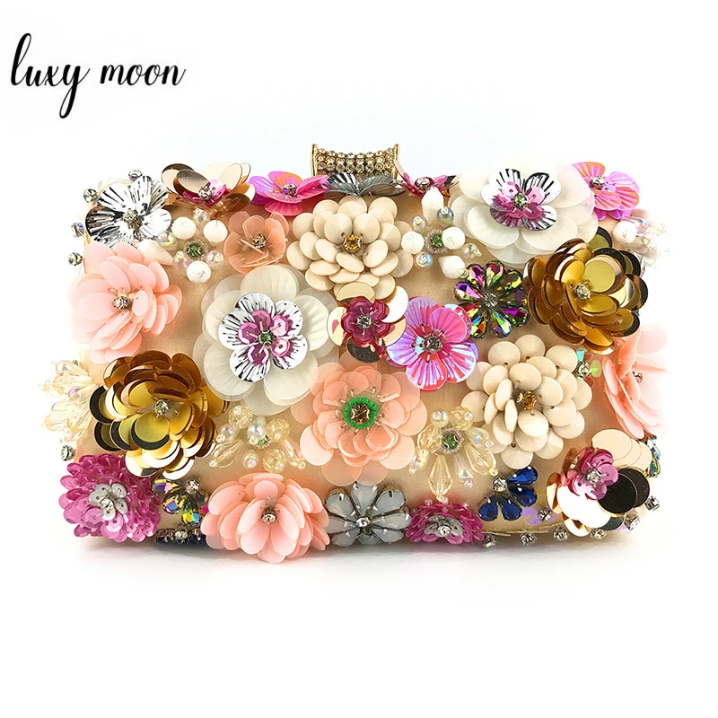 Luxury Beaded Women Clutch Bags Sequined Flower Evening Clutch Purse
