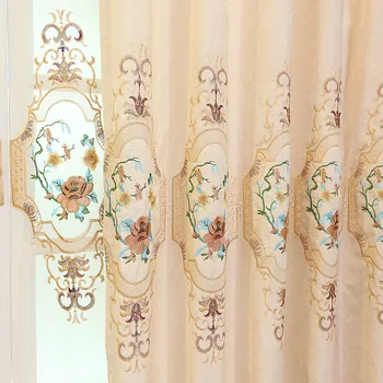 

Floral Curtains for Living Room Chenille Embroidery Semi-shading Curtain Cloth for Bedroom Customizable Shading Curtains