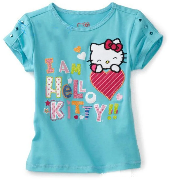 В свободном доступе! Футболка с рисунком hello kitty для маленьких девочек Детская