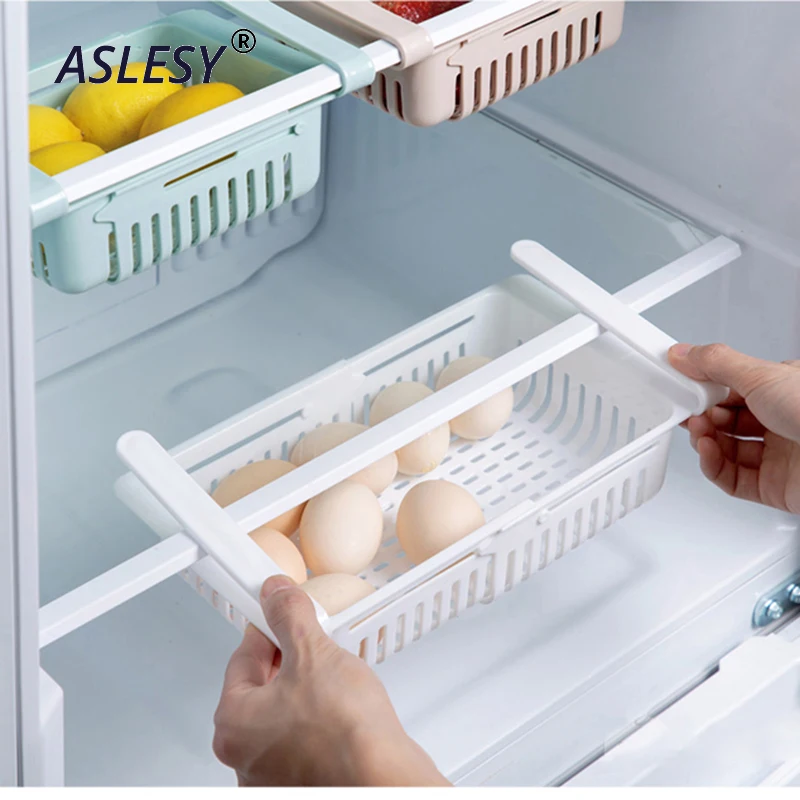 

Adjustable Kitchen Storage Rack Stretchable Refrigerator Organizer Accessories Storage Rack Drawer Shelf Pull-out Organiser