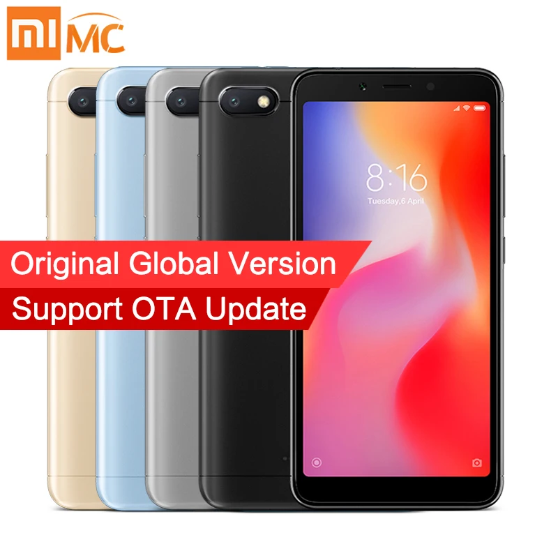 Xiaomi Redmi 6A с глобальной версией 2 ГБ 16 смартфон MTK Helio A22 четыре ядра 5 45 дюймов 18:9