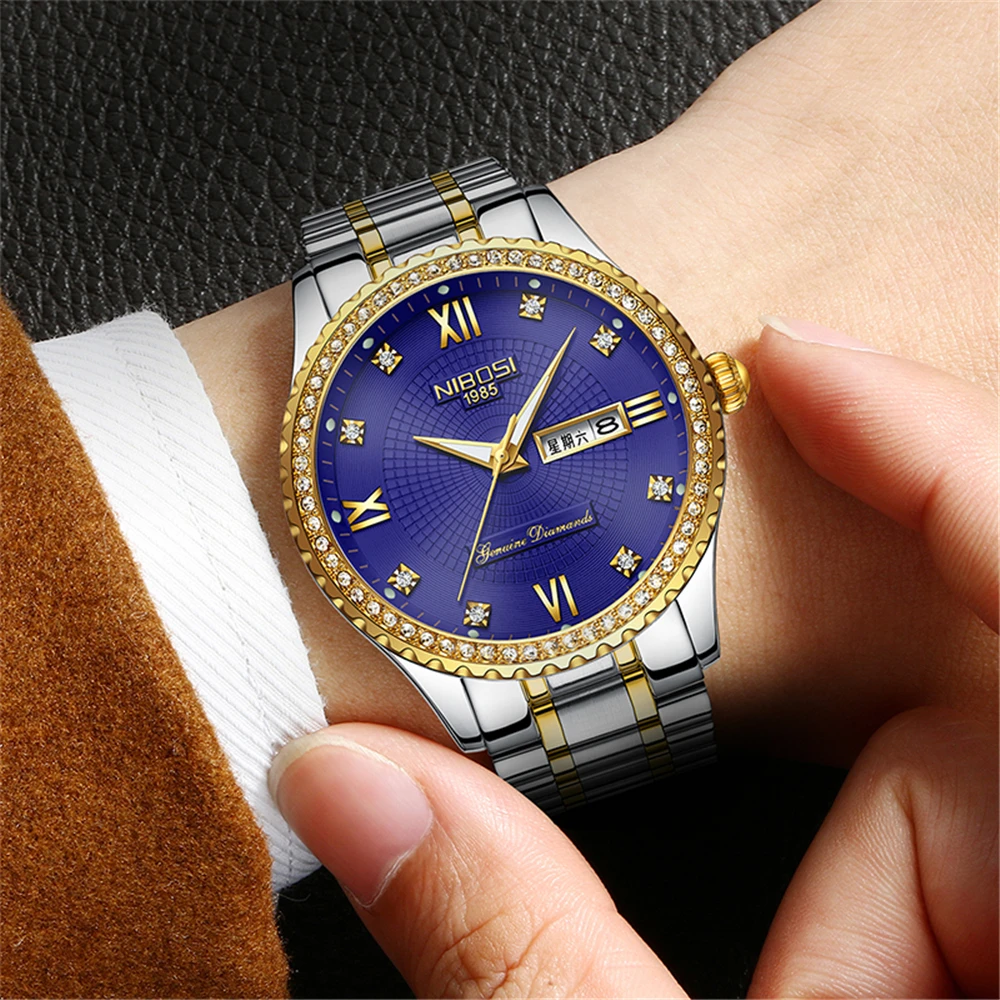 NIBOSI Lovers Quartz Men Watch Women Watch Relogio Feminino Top Brand Luxury Women Watch Gold Quartz 5