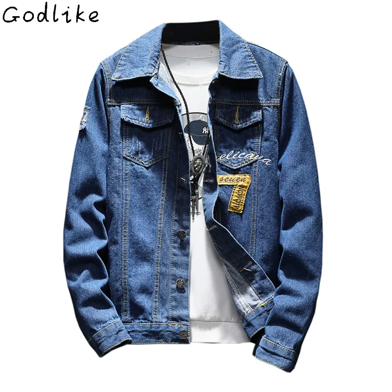 

GODLIKE The spring and autumn 2018 new large-size men's fashion denim jacket./Men's fashion casual denim jacket. m-5xl