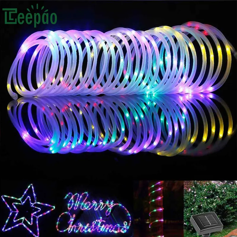 

50 LED Waterproof Solar Hose String Light Rotatable Outdoor Garden Camping LED Lamp Hose Lights for Garden Festival Trees Decor