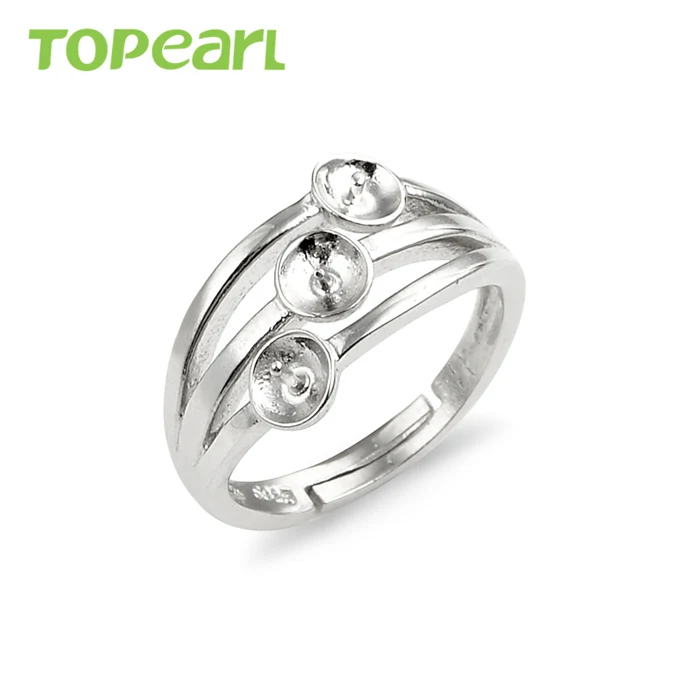 

9RM144 CKKU Jewelry 5pcs/LOT 925 Sterling Silver Simple Ring Findings with 3 Blanks for DIY Jewelry Making
