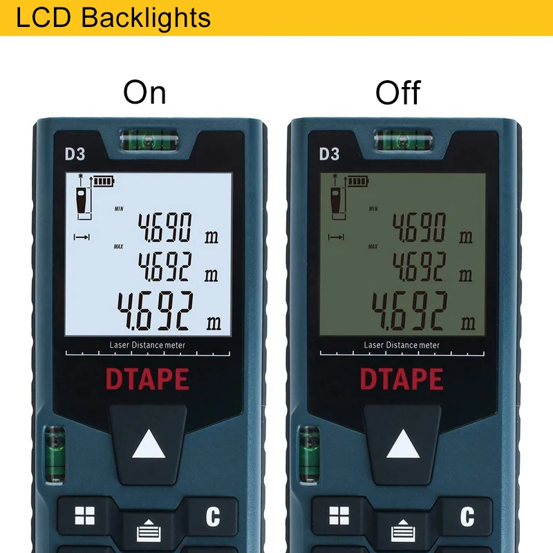 Laser Range Finder DTAPE D3 Distance Meter 40M/60M/80M/100M Tape Ruler Measure D3 Laser Distance Volume Tool Auto Power Off